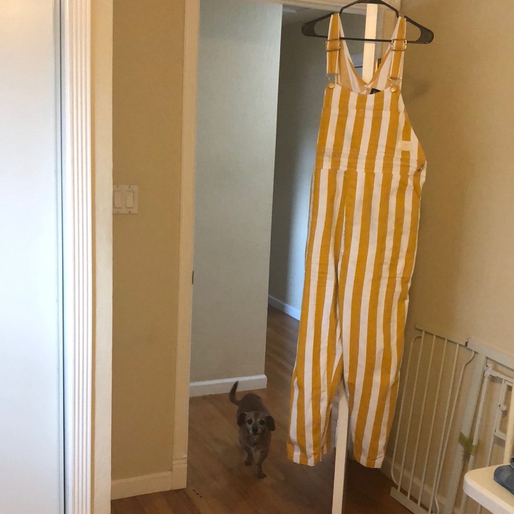 Yellow Striped BBP overalls